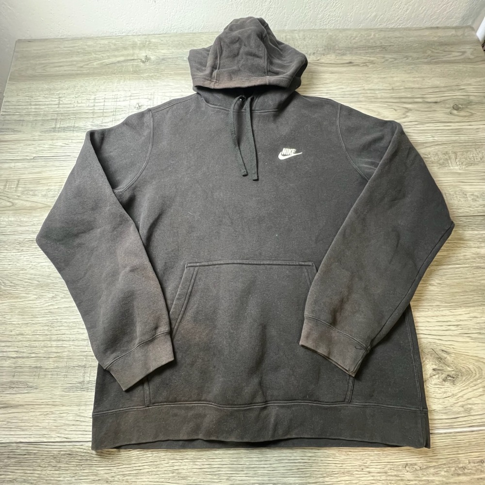 Nike Hoodie‎ Mens Large Black Pullover Fleece Embroidered Logo Sportswear Casual